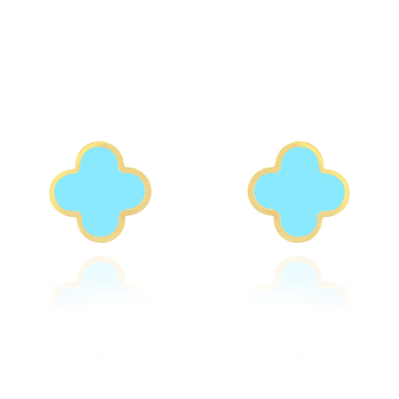 14K Turquoise Clover Stud Earrings