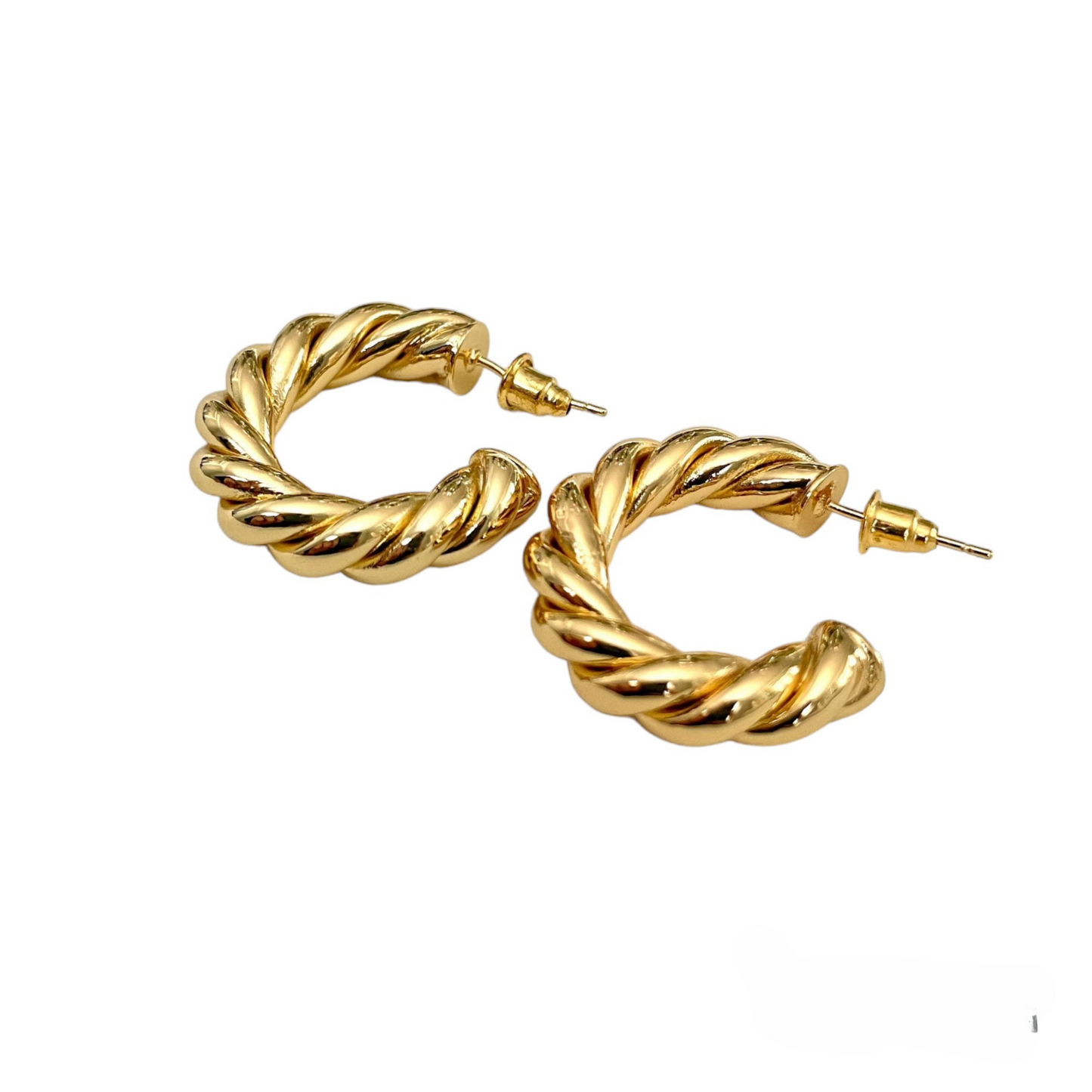 14k Gold hoop earrings twisted