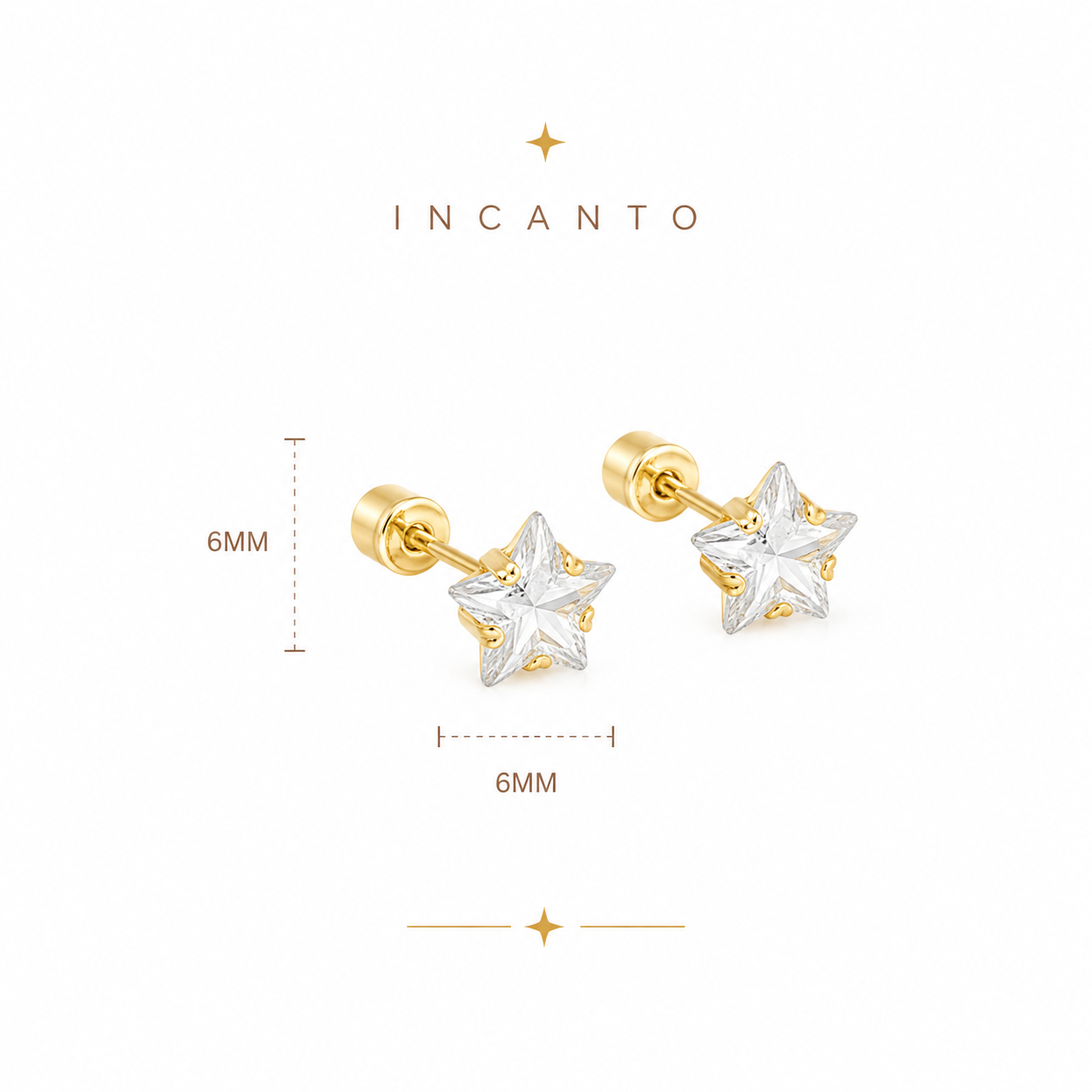 14K Star CZ Earring