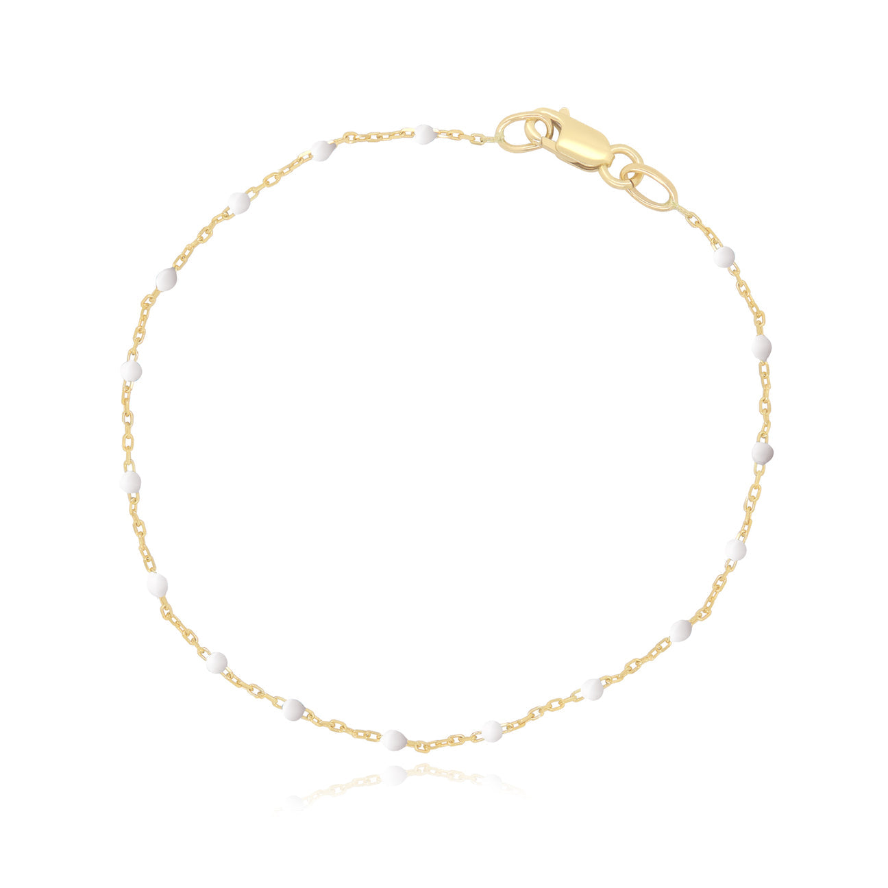 14K Gold White Bead Bracelet