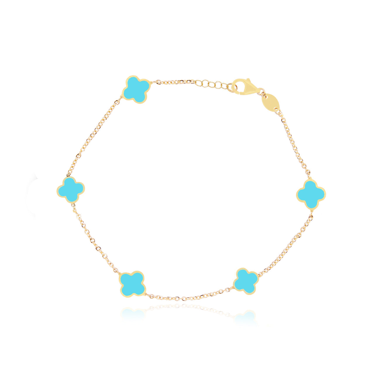 14K Turquoise Clover Bracelet