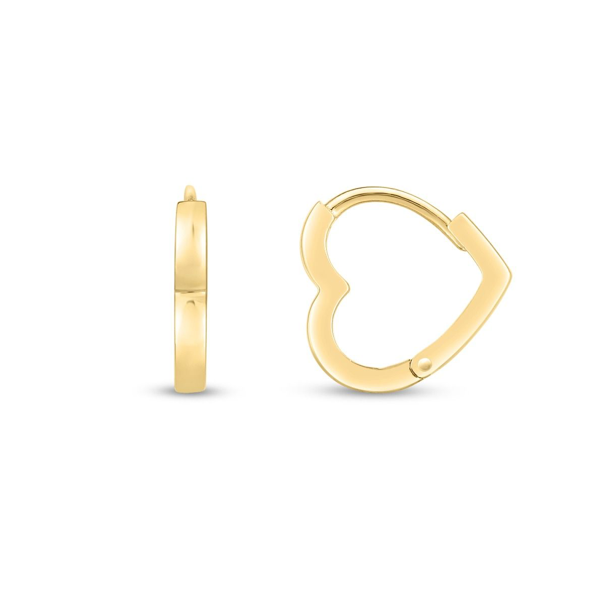 14K Gold Heart Hoop Earrings