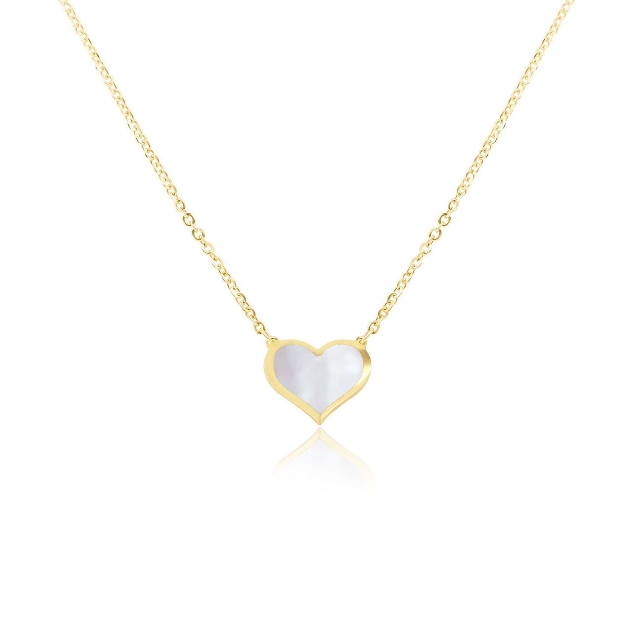 14K Mother of Pearl Heart Necklace 18’’