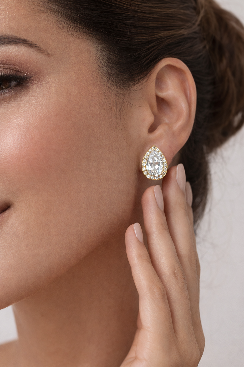 Pear Halo Stud Earrings