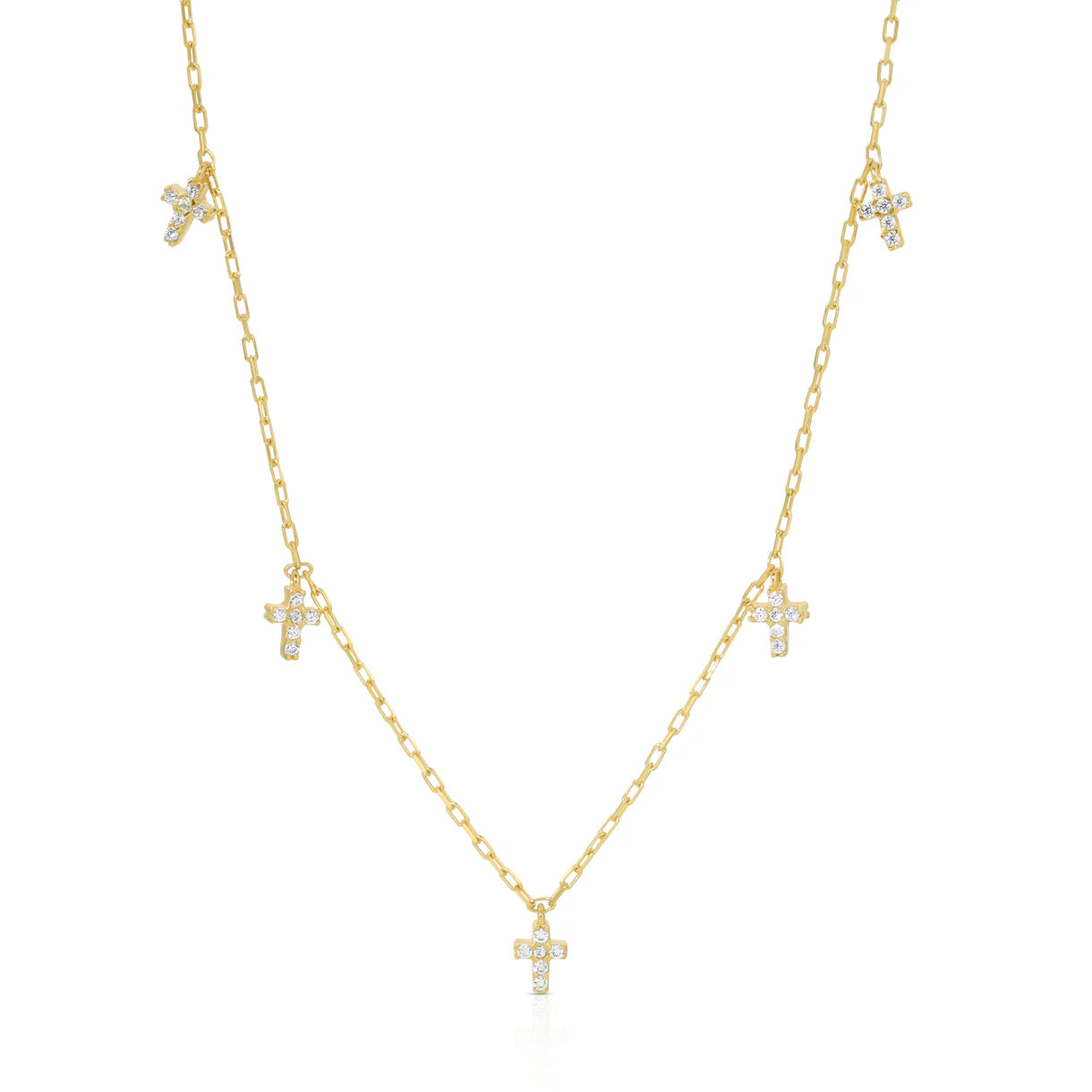 14K CZ Cross Necklace