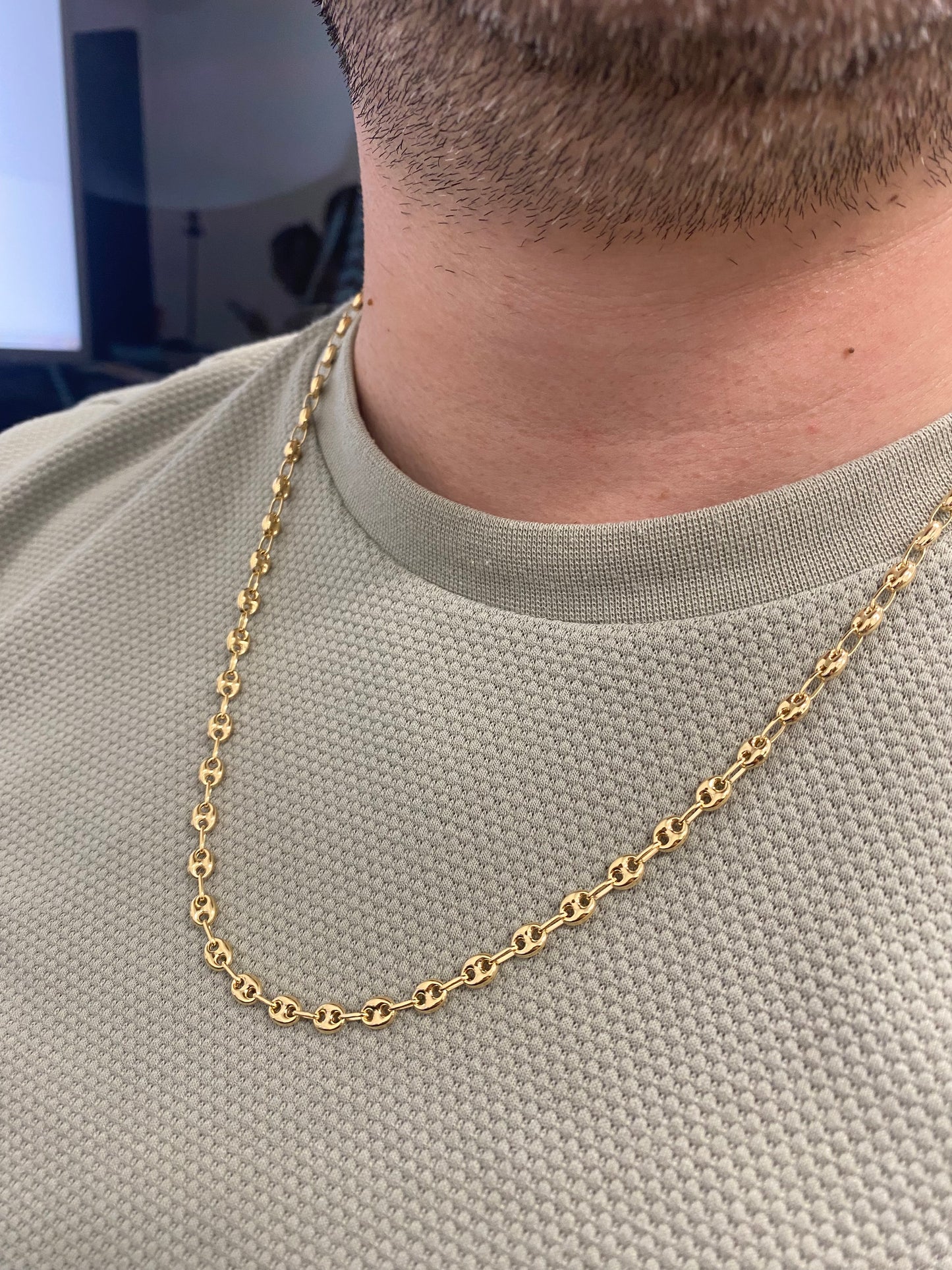 18K Puff Mariner Chain  22"