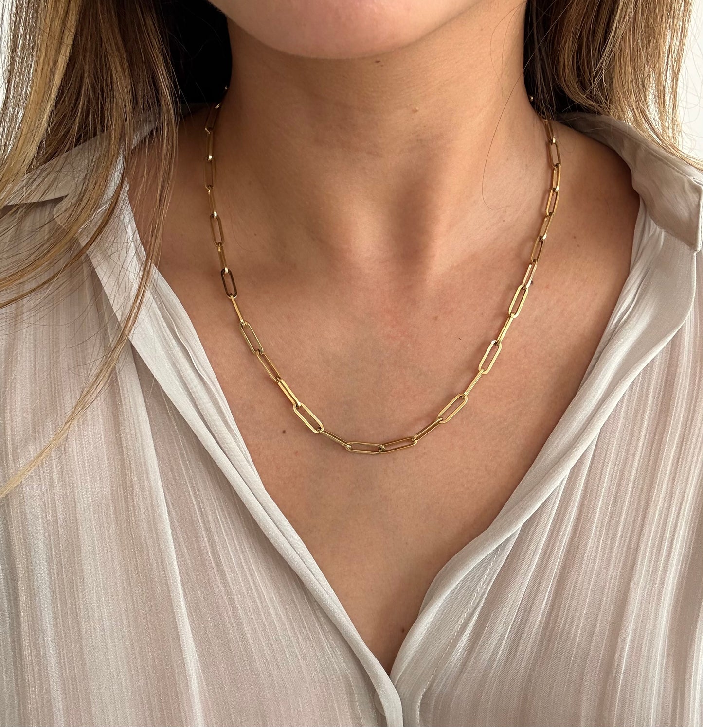 10K Solid Paperclip Necklace 4MM-20’’