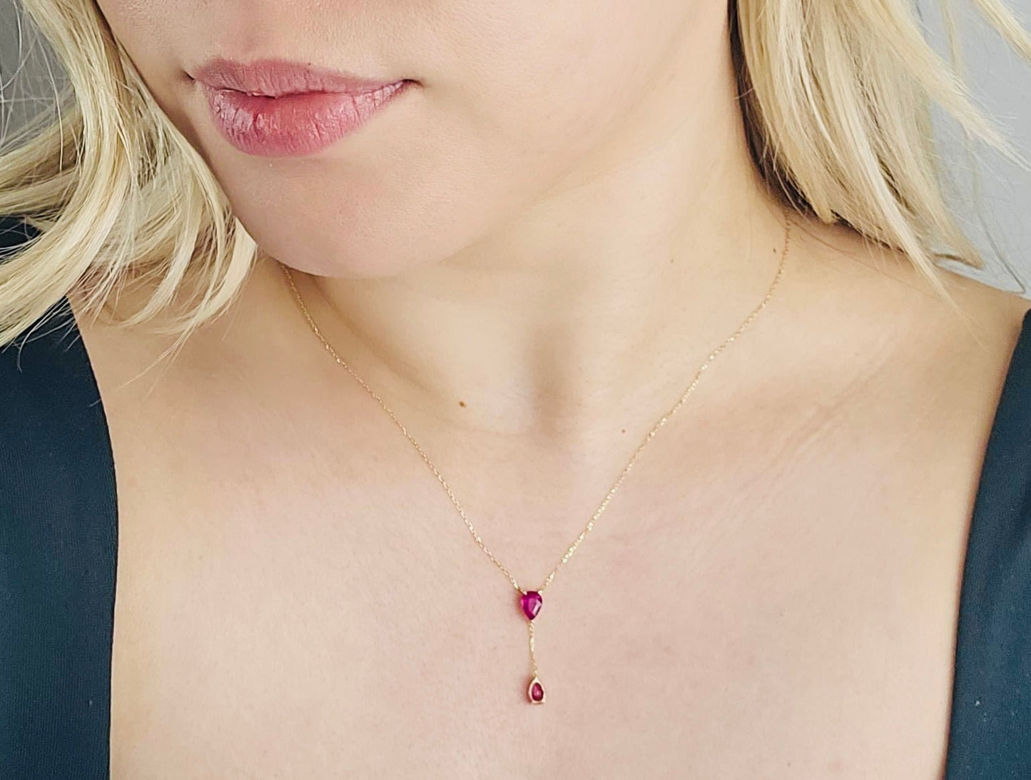 18K Pink topaz necklace