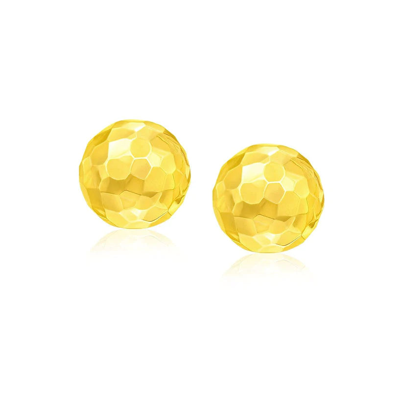 14k Round Faceted Style Stud Earrings