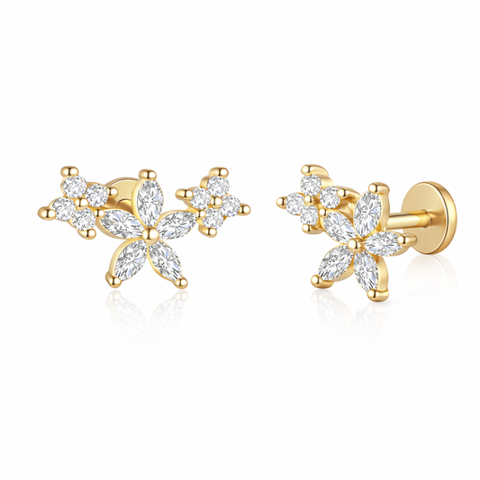 14K Gold Flower Stud