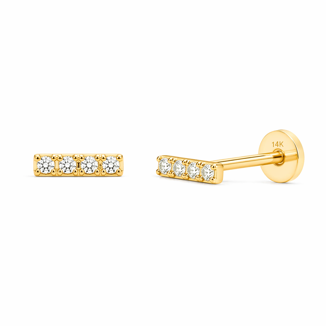 14K Mini bar CZ 6.5mm