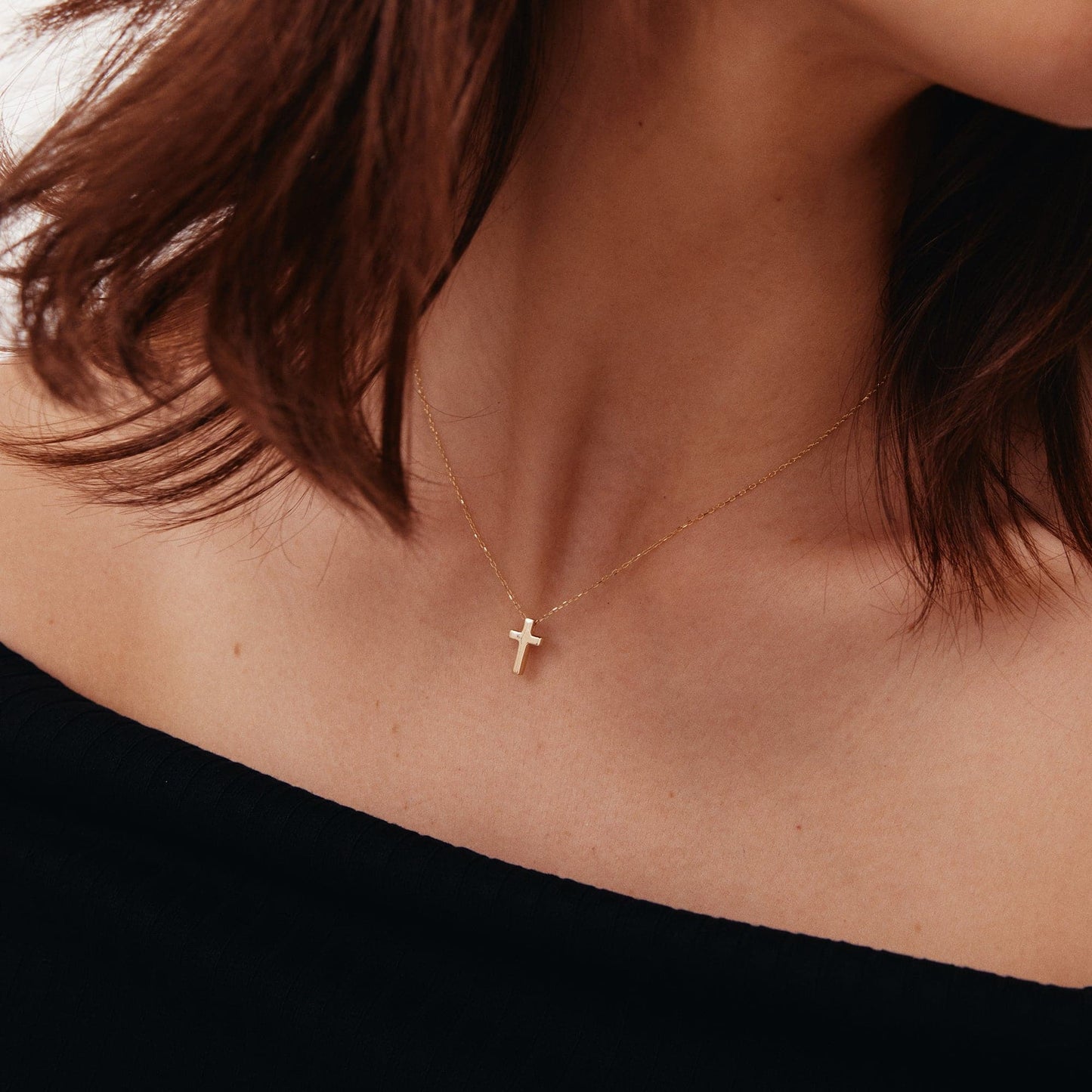 14K Tiny Cross Necklace