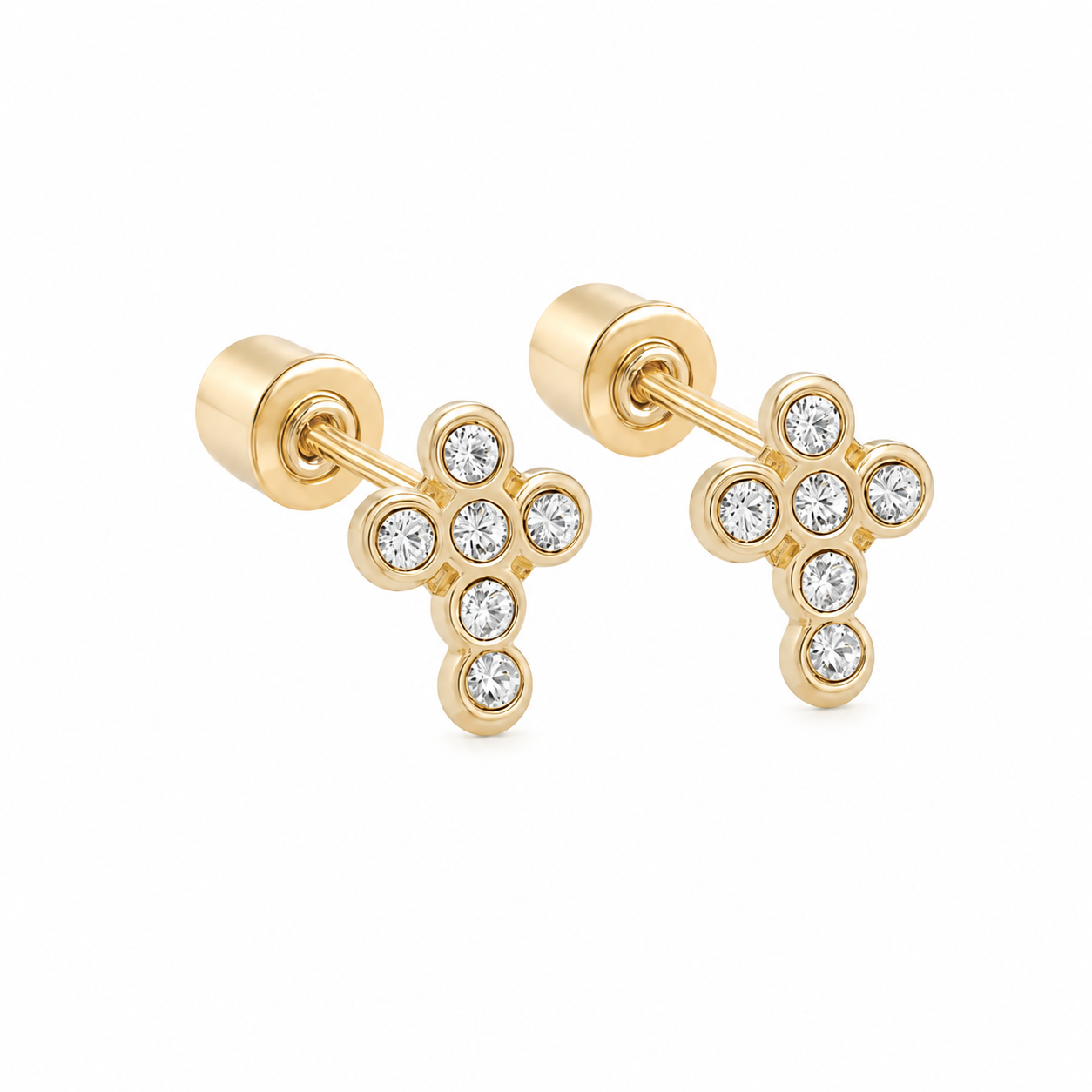 `14K Pave Cross Earrings