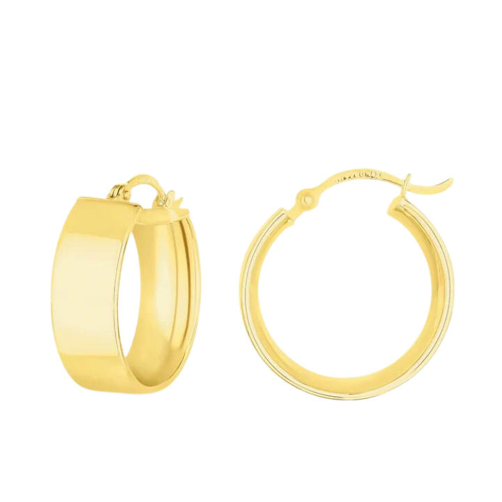 14K Gold Flat Hoops