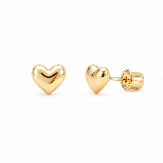 14K Puffy Heart Stud.