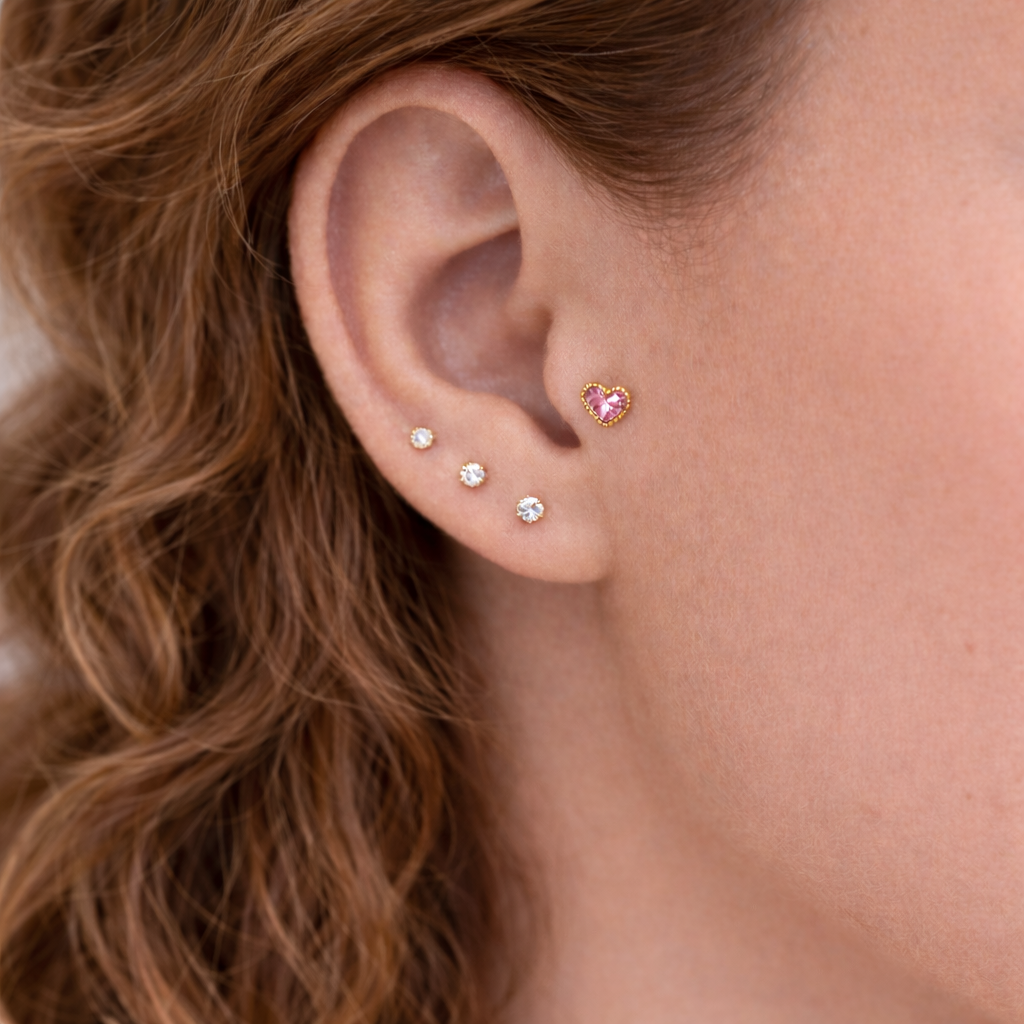 14K Heart stud