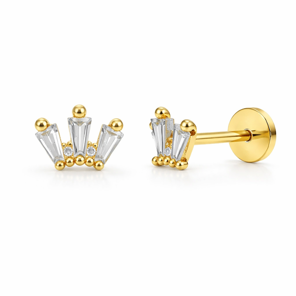 14K Crown Stud