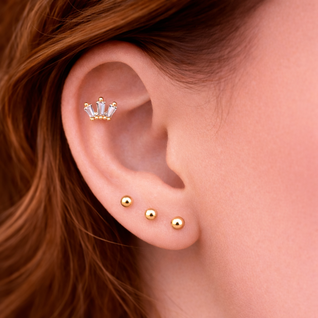 14K Crown Stud