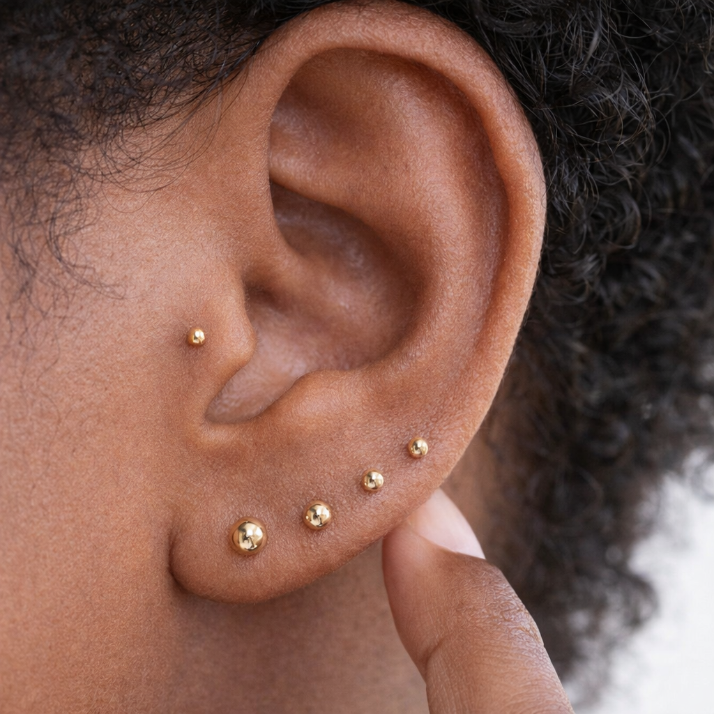 14K Sphere stud 3mm