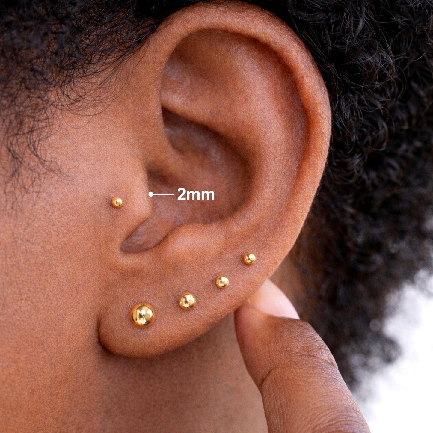 14K sphere stud 2mm