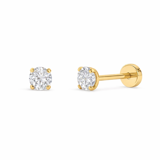 14K solitaire stud 3mm
