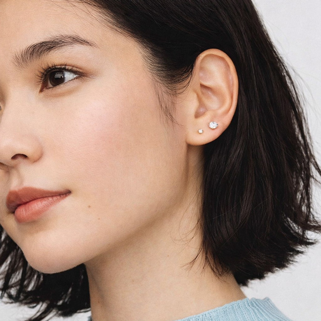 14K solitaire stud 3mm