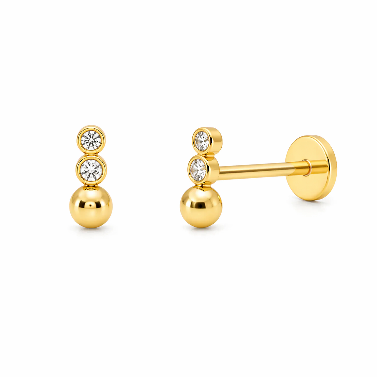 14K Three bead bezel 6.5mm