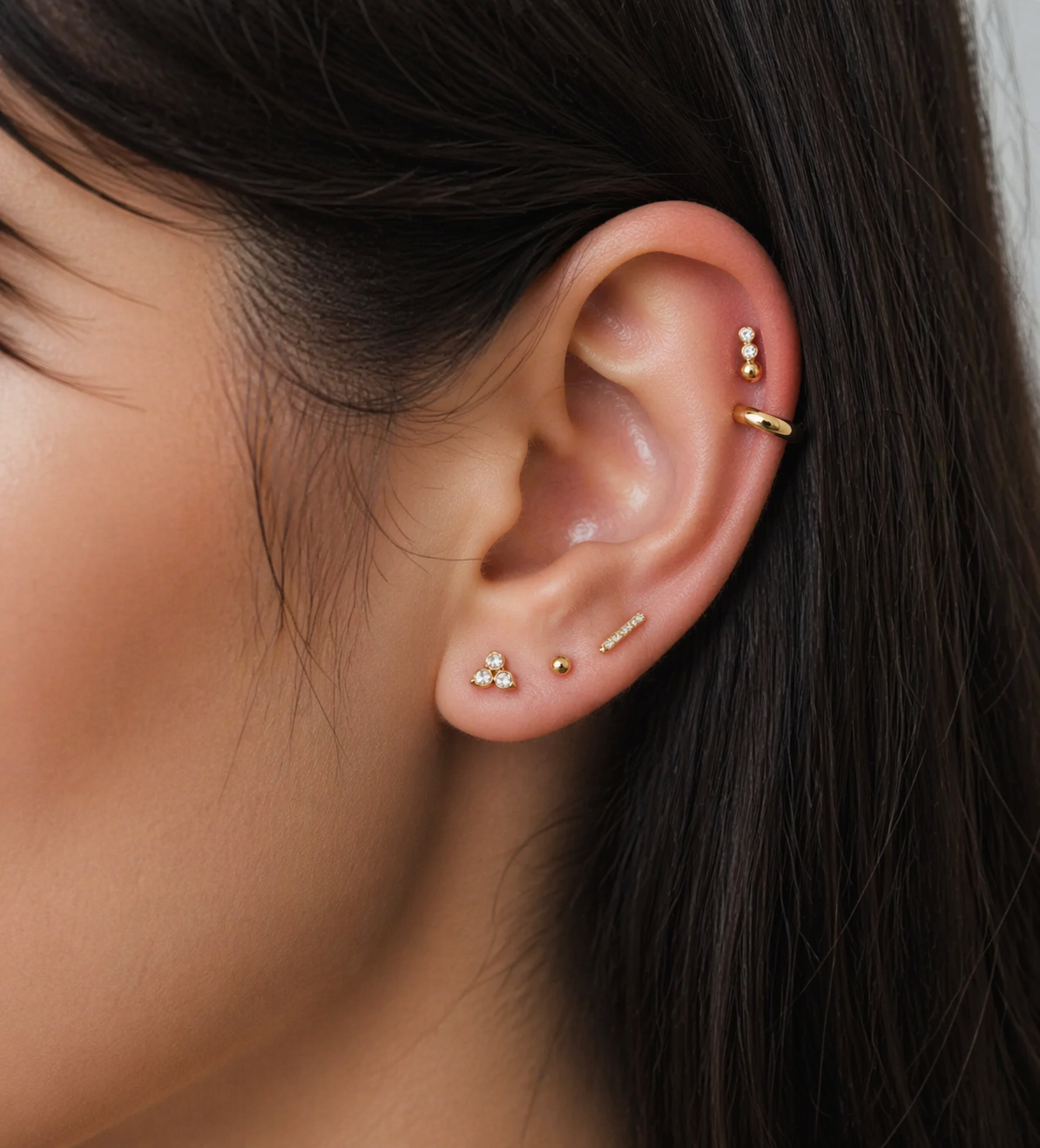 14K Three bead bezel 6.5mm