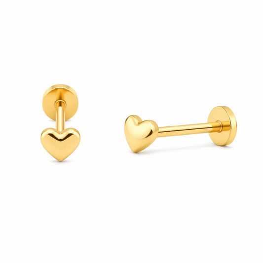 14K Puff Heart stud