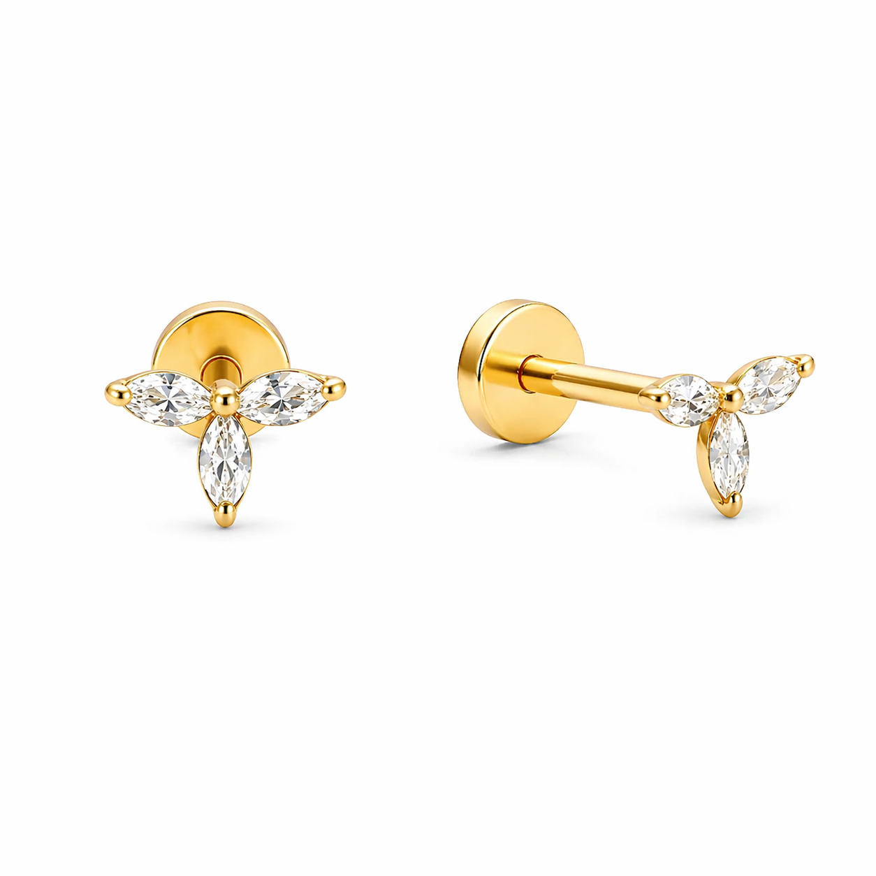 14K Lotus CZ flower 6.5mm