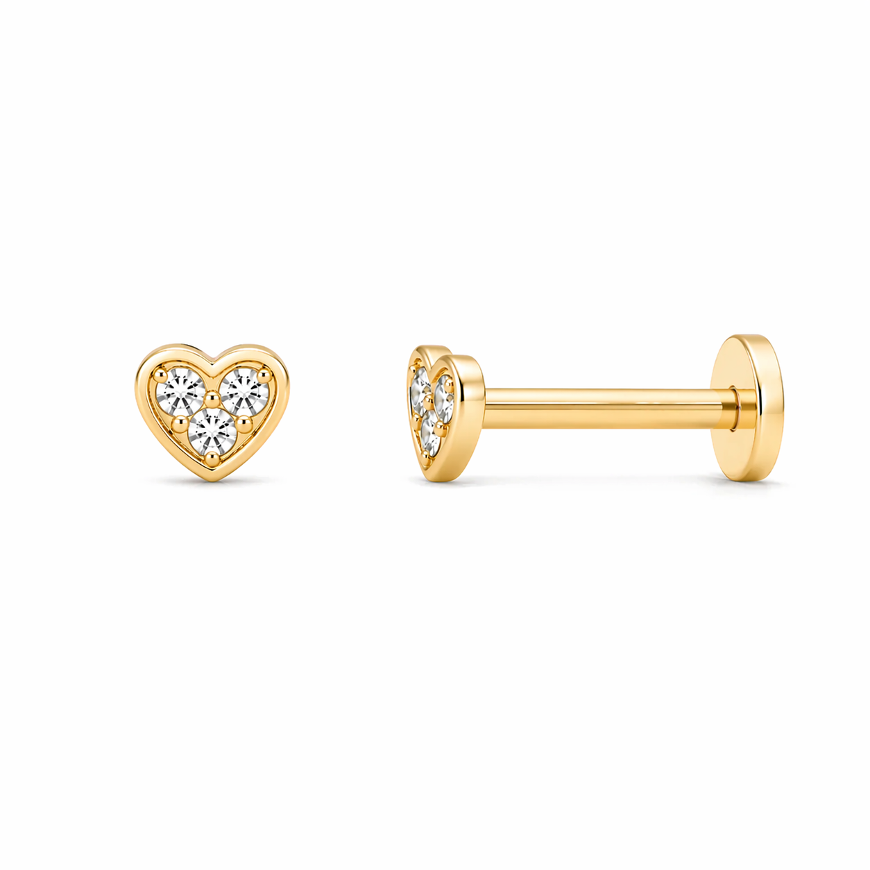 14K Mini CZ bezel heart