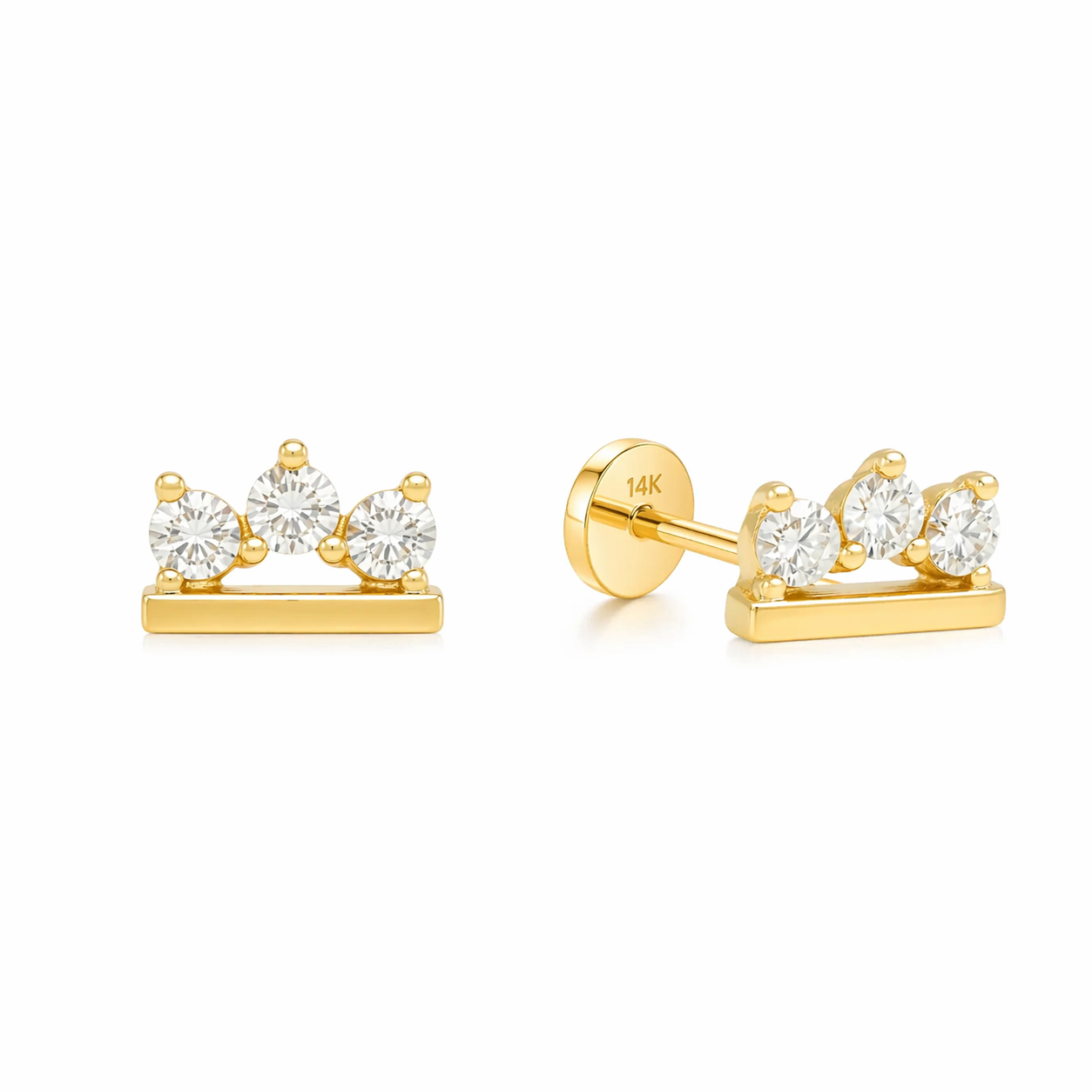 14K Mini crown bar