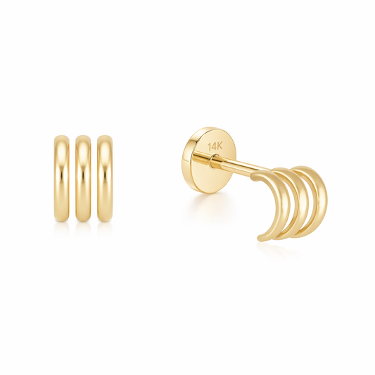 14K Triple stud