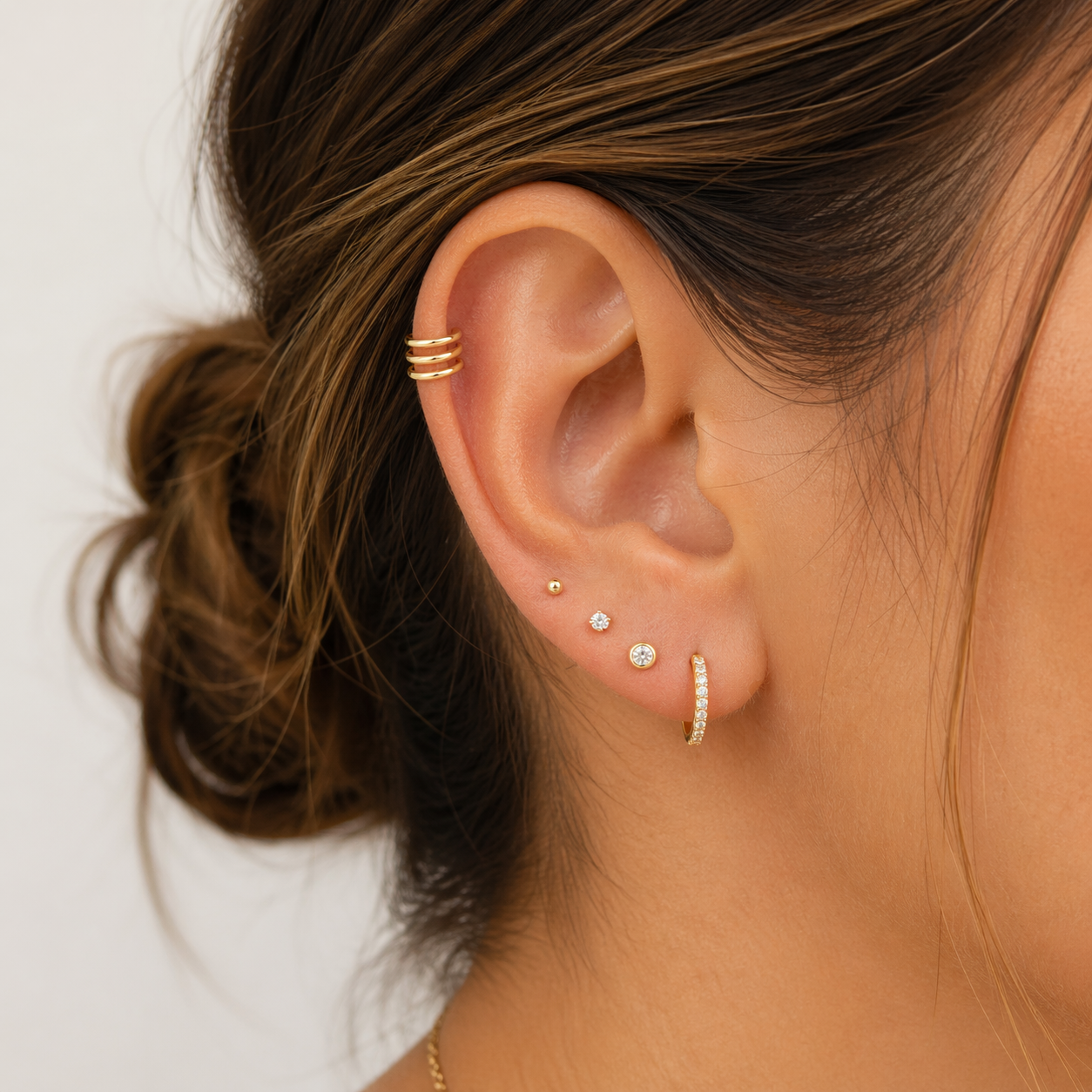 14K Triple stud