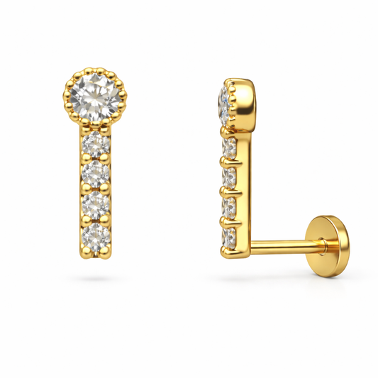 14K Bar stud