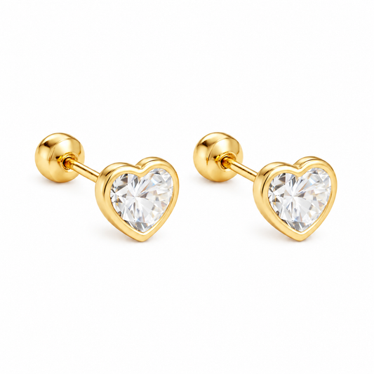 10K Heart bezel earring