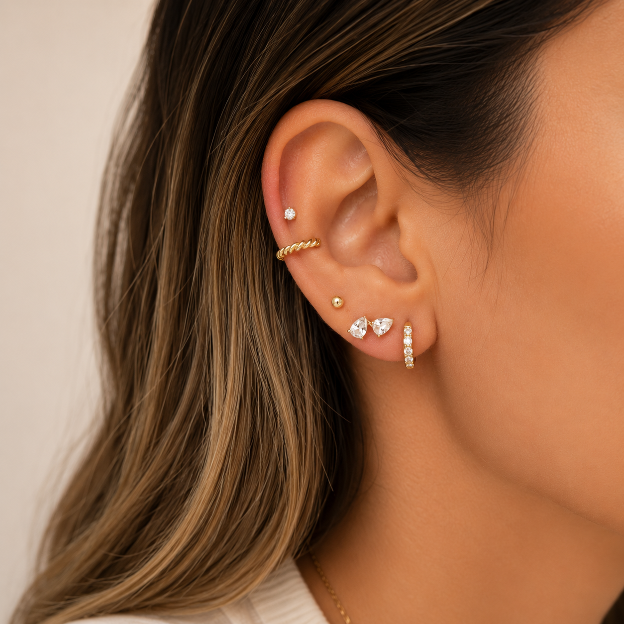 14K Double Marquise earring
