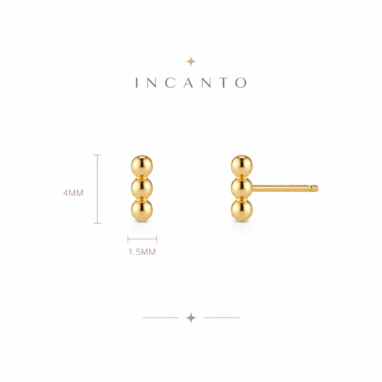 10K Tiny Triple Ball Earring