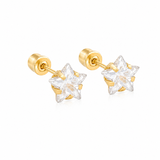 14K Star CZ Earring