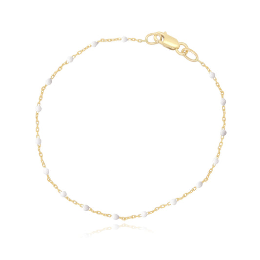 14K Gold White Bead Bracelet