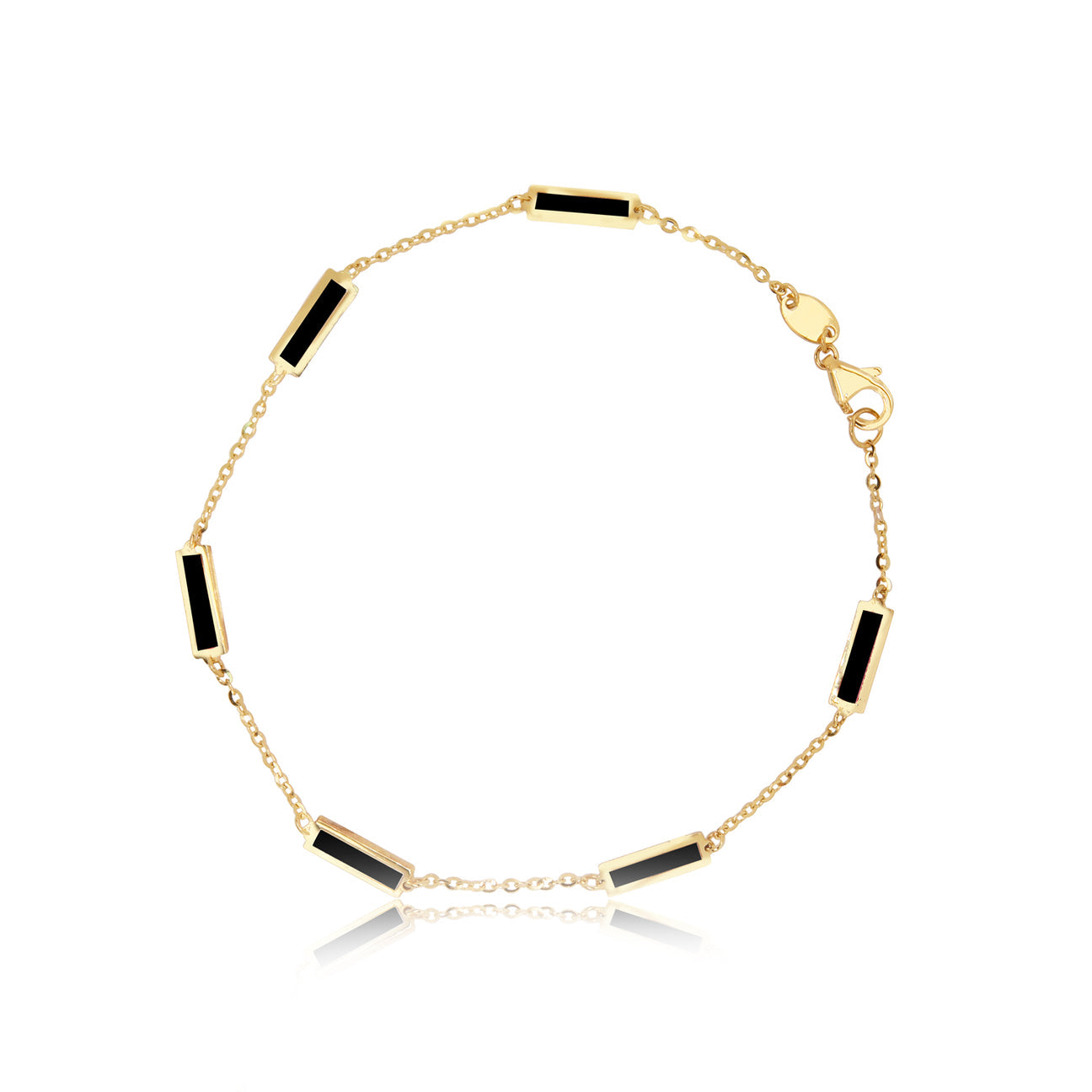 14K Onyx Bar Chain Bracelet