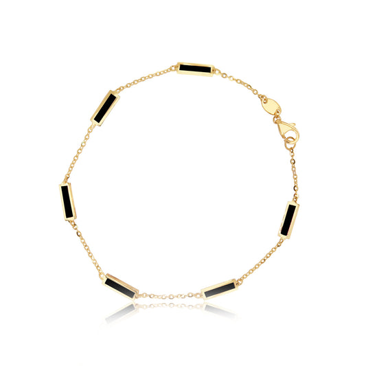 14K Onyx Bar Chain Bracelet