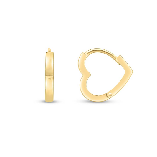 14K Gold Heart Hoop Earrings