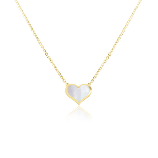 14K Mother of Pearl Heart Necklace 18’’
