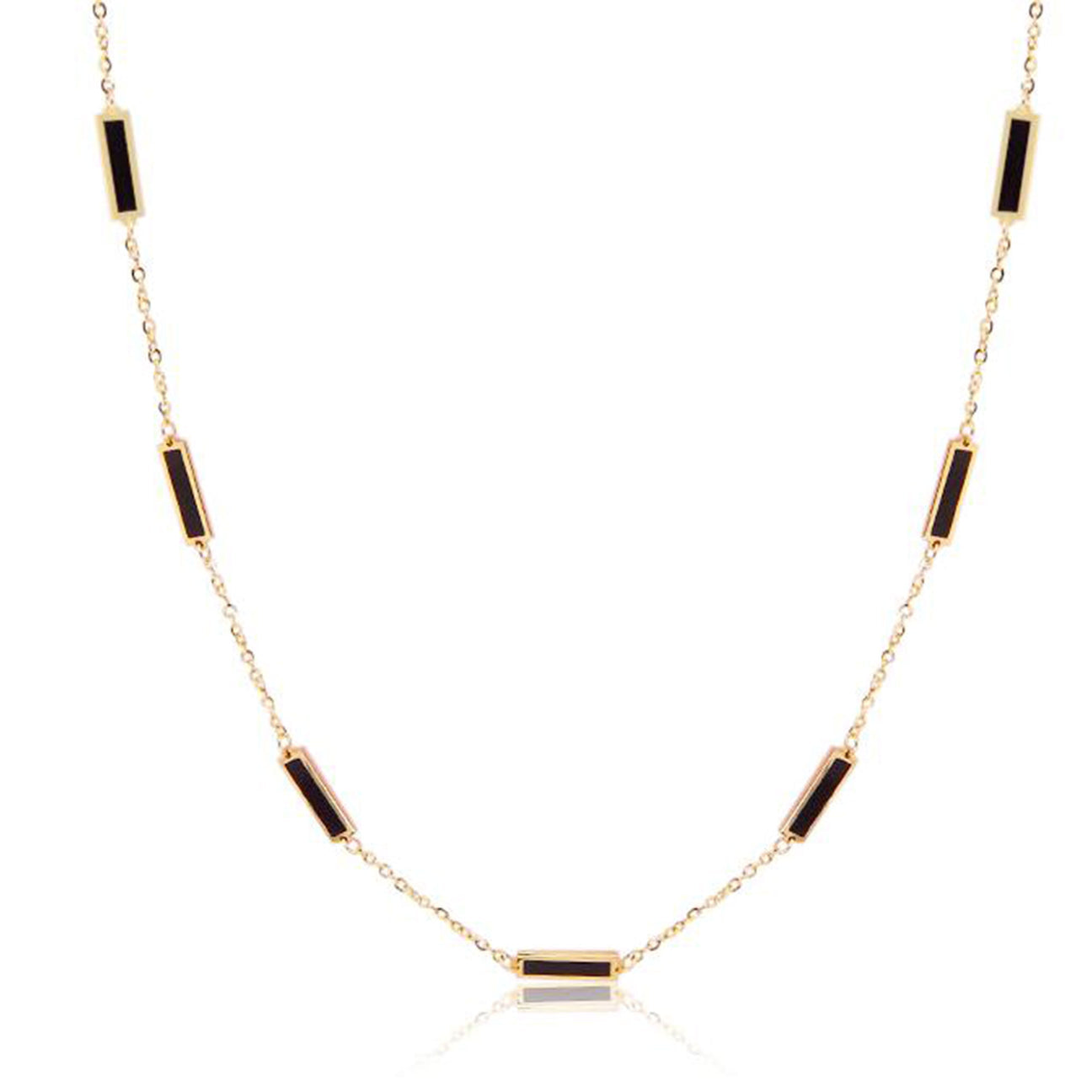 14K Onyx Bar Chain Necklace