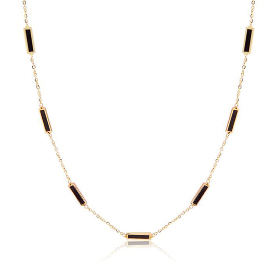 14K Onyx Bar Chain Necklace