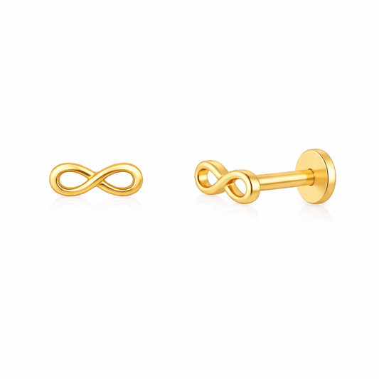 14Kt Tube Gold Infinitive stud