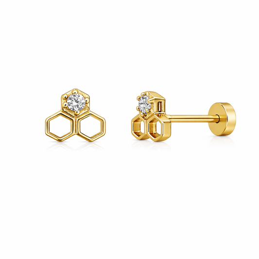14Kt Honeycomb stud