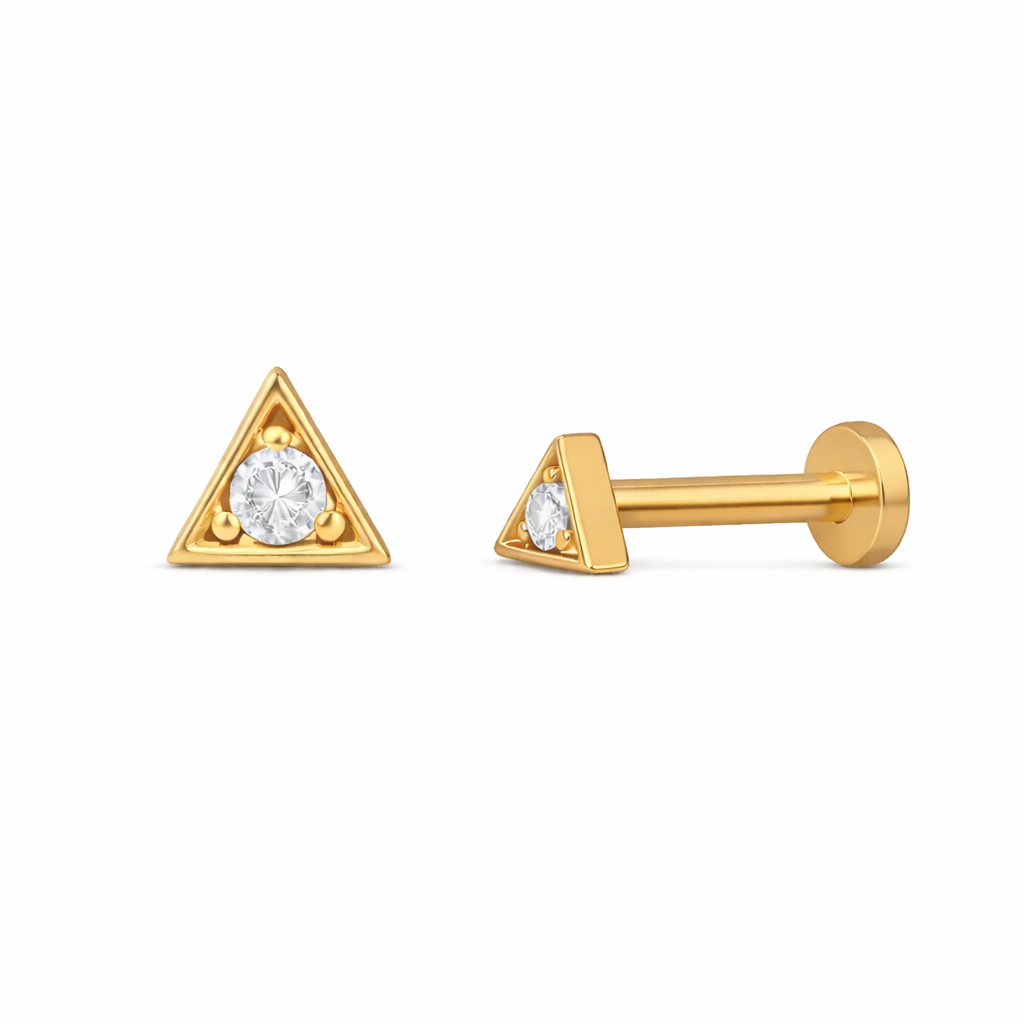 14Kt Triangle Stud