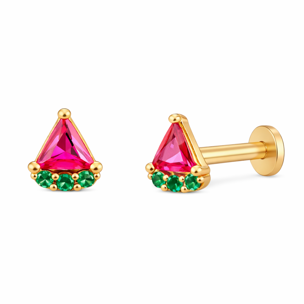 14k Tube Gold Watermelon Stud